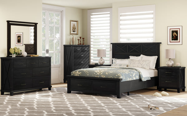 Queen Rustic Farmhouse Style 6 Piece Bedroom Set