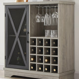 JHX Single door wine cabinet with 16 wine storage compartments (Gray, 31.50" W*13.78" D*35.43" H)