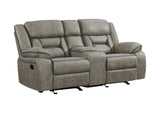 Grey Reclining Leather Upholstered Loveseat