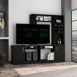 6-Bottle 2-Door Entertainment Center Black Wengue