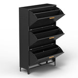 3 Drawer All Steel Shoe Cabinet, Freestanding Shoe Rack Storage