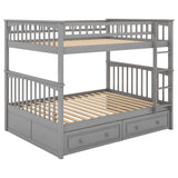 Full over Full Bunk Bed with Drawers, Convertible Beds