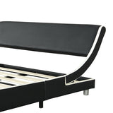 Queen Faux Leather Upholstered Platform Bed Frame, Curve Design, Wood Slat Support, No Box Spring Needed