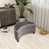 32.7" W Boucle Upholstered Half Crescent Moon Storage Bench Large Ottoman With Tray Serve As Side Table Soft Padded Seat Dressing Shoe Bench Foot Rest For Living Room, Entryway, Hallway（Dark Gray）