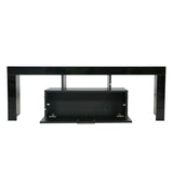 Black morden TV Stand with LED Lights,high glossy front TV Cabinet,can be assembled in Lounge Room, Living Room or Bedroom,color:BLACK