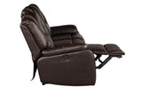 Hong Kong Power Reclining Loveseat made with Faux Leather in Brown