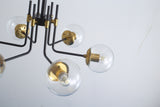 Modern American style chandelier-black gold iron-glass lampshade -6 bulbs