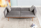 Grey Velvet Sofa with rose gold metal feet