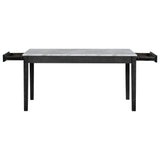 7-piece Dining Table with 2 drawers, table :59.7”x34.5”x30”, chair: 20.5”x26.3”x38.5”,Black