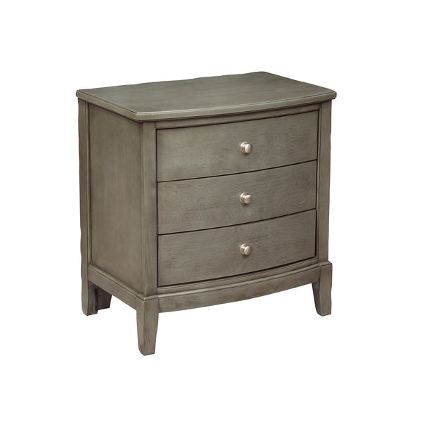 Nightstand Gray Finish Birch Veneer Nickel Hardware