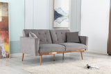 Grey Velvet Sofa with rose gold metal feet