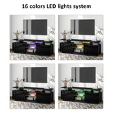 ON-TREND Modern TV Stand for TVs up to 65inches with LED lights, 16 Colors, for Livingroom, Bedroom, Black  (OLD SKU: WF280706AAB)