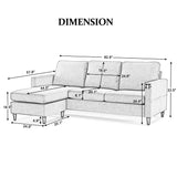 Orisfur. Reversible Sectional Sofa with Handy Side Pocket，Living Room L-Shape 3-Seater Couch with Modern Linen Fabric for Small Space