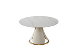 53“ Modern sintered stone round dining table with stainless steel base