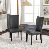 7-piece Dining Table Set with 1 Faux Marble Top Table and 6 Upholstered-Seats