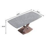 70.87"Modern artificial stone gray curved metal leg dining table-can accommodate 6-8 people