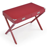 Red Computer Desk with Storage, Sturdy Table for home office