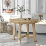 Round Extendable Dining Table with 16" Leaf Wood Kitchen Table