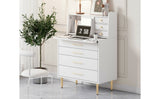 Vanity Makeup Table with Mirror and Retractable Table, Storage Dresser for Bedroom with 7 Drawers and Hidden Storage