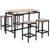 5-Piece Kitchen Counter Height Table Set, Industrial Dining Table with 4 Chairs (Oak)