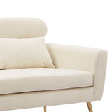 Beige modern Two-Seater Sofa With 2 Throw Pillows