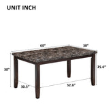 6-piece Faux Marble Dining Table Set