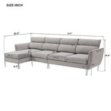 [VIDEO provided] [New]111 " Convertible Sectional Sofa Couch , Flannel L Shape Furniture Couch with Chaise Left/Right Handed Chaise