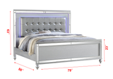King 5 Piece LED Bedroom set in Silver Color