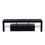 Black morden TV Stand with LED Lights,high glossy front TV Cabinet,can be assembled in Lounge Room, Living Room or Bedroom,color:black