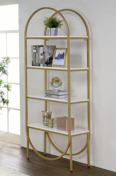 Bookshelf, White High Gloss & Gold