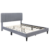 Queen 4-Piece Bedroom Set Upholstered Platform Bed with Two Nightstands and Storage Bench