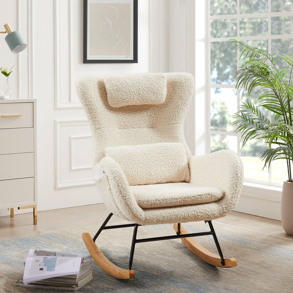 Rocking Chair Nursery, Modern Rocking Chair with High Backrest