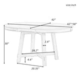 Round Extendable Dining Table with 16" Leaf Wood Kitchen Table