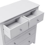 5 Drawers Solid Wood Chest in White