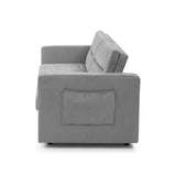 Grey Sofa with Pull-out Bed adjustable back and Two Arm Pocket