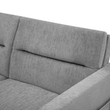 Grey Sofa with Pull-out Bed adjustable back and Two Arm Pocket