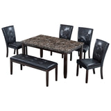 6-piece Faux Marble Dining Table Set