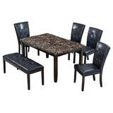 6-piece Faux Marble Dining Table Set