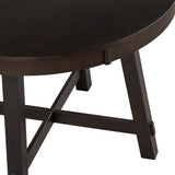 Round Extendable Dining Table with 16" Leaf Wood Kitchen Table (Espresso)