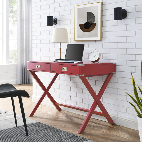 Red Computer Desk with Storage, Sturdy Table for home office