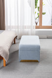 New Boucle Fabric Loveseat Ottoman Footstool Bedroom Bench Shoe Bench With Gold Metal Legs,Light Blue