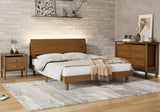 Queen 3 Piece Bedroom Set Mid Century Platform  Bed with Bookshelf