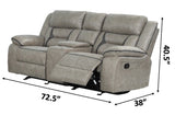 Grey Reclining Leather Upholstered Loveseat