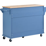 kitchen cart with Rubber wood desktop rolling mobile kitchen island with storage