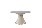 53“ Modern sintered stone round dining table with stainless steel base