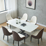 Sintered stone dinning table with 6 pcs Chairs - Carrara white color