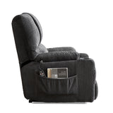 Large size Electric Power Lift Recliner Chair Sofa for Elderly, 8 point vibration Massage and lumber heat, Remote Control, 2 Side Pockets and Cup Holders, cozy fabric overstuffed arm, heavy duty 230LB