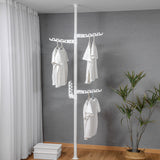 Adjustable Laundry Pole Clothes Drying Rack Coat Hanger DIY Floor to Ceiling Tension Rod Storage Organizer for Indoor, Balcony - Black