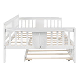 Full size Daybed with Twin size Trundle, Wood Slat Support, White