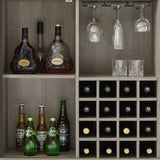 JHX Single door wine cabinet with 16 wine storage compartments (Gray, 31.50" W*13.78" D*35.43" H)